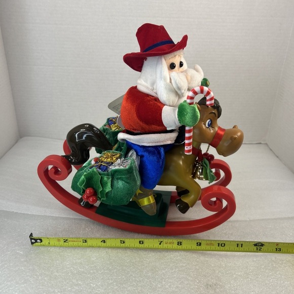 Christmas Gemmy Animated Cowboy Western Santa Riding Rocking Horse Works Read - Picture 9 of 16